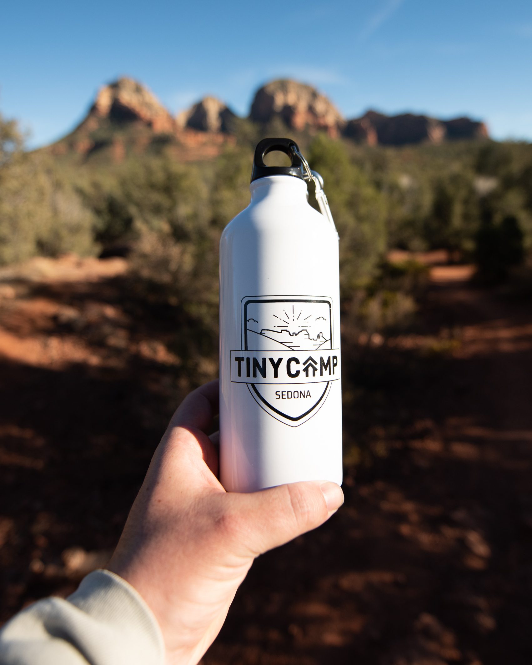 Water bottle that says Tiny Camp